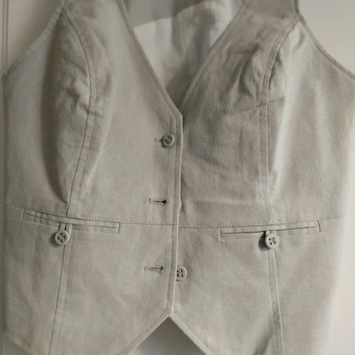 St-Martins halter neck vest unique style gillet size M like new, gray beige