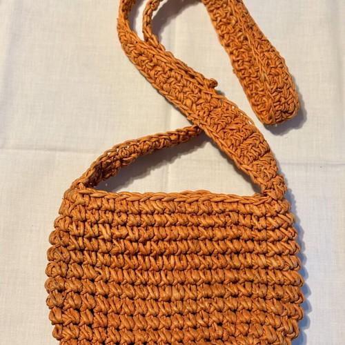 Hunter knitted shoulder bag used, orange, crossbody style