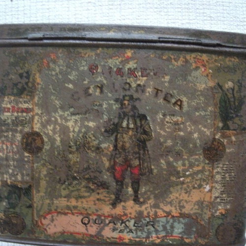 Quacker Celyon Tea metal box used with wear