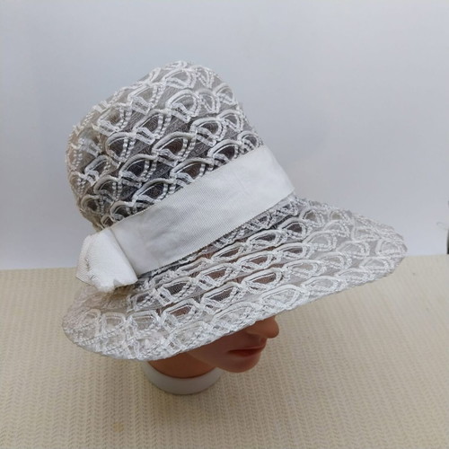 Retro women's summer hat, white, size S