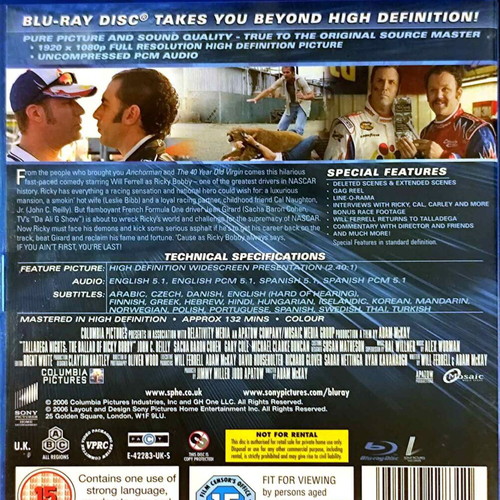 Talladega Nights Blu-Ray comedy movie with Will Ferrell used