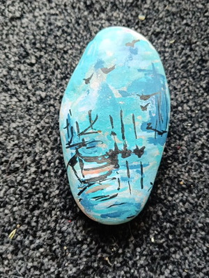 Painted stone new with acrylic colors