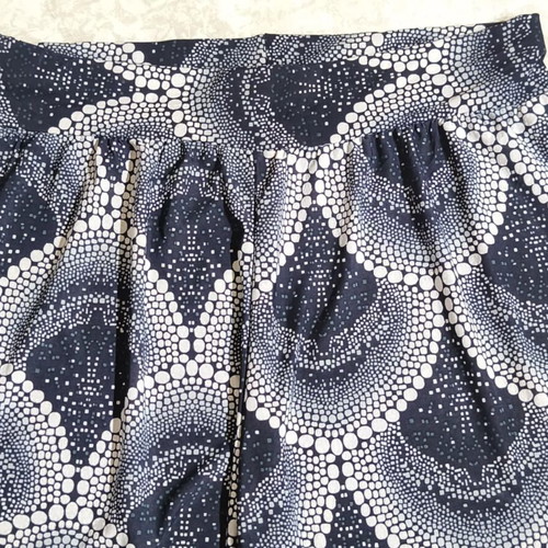 Swim fabric palazzo pants like new, dark blue-white, size M-L