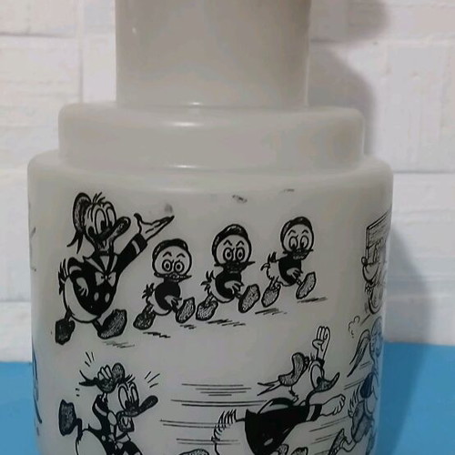 Vintage ceiling light used with Disney characters, glass