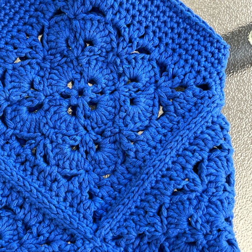 Handmade crochet granny square shoulder bag blue new