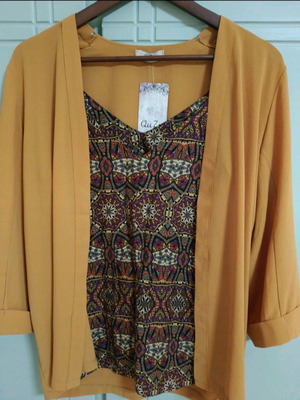 Set of printed strap top and shirt new, purple and orange