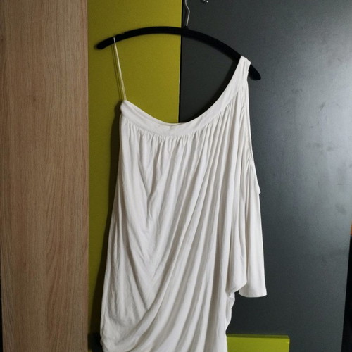 ZigZag asymmetric women's dress used, size M/L, white