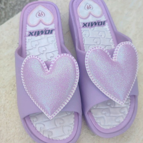 Jomix slippers size 38 new, purple with hearts