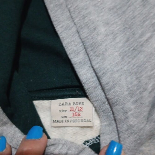 Kids hoodie size 152 cm, like new, grey and green