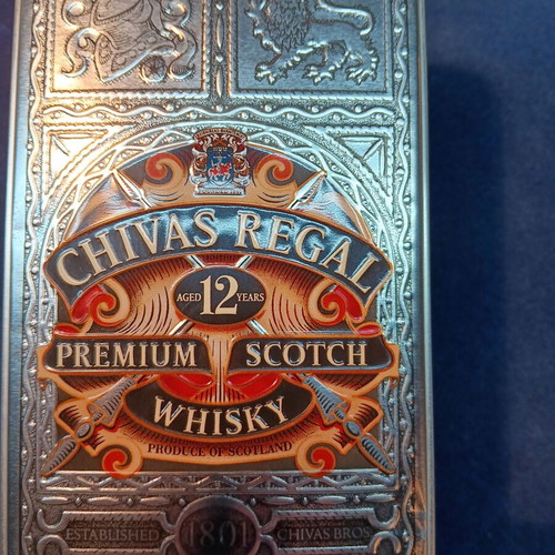 Collectible metal box for Chivas Regal whisky bottle like new