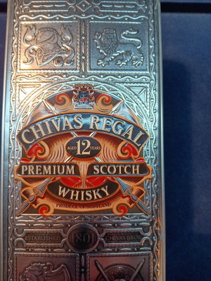 Collectible metal box for Chivas Regal whisky bottle like new