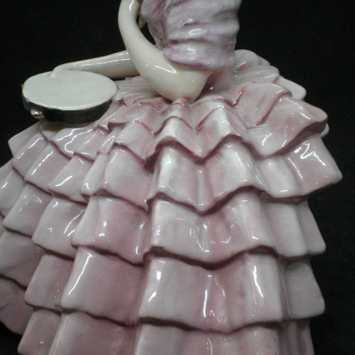 Antique Guido Cacciapuoti porcelain figure used, pink