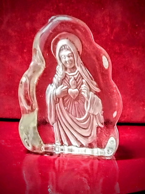 Glass 3D embossed icon of Virgin Mary like new