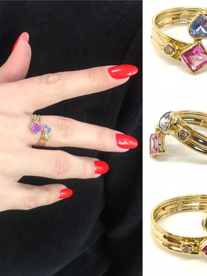 Δαχτυλίδι 14k με πολύχρωμα Swarovski