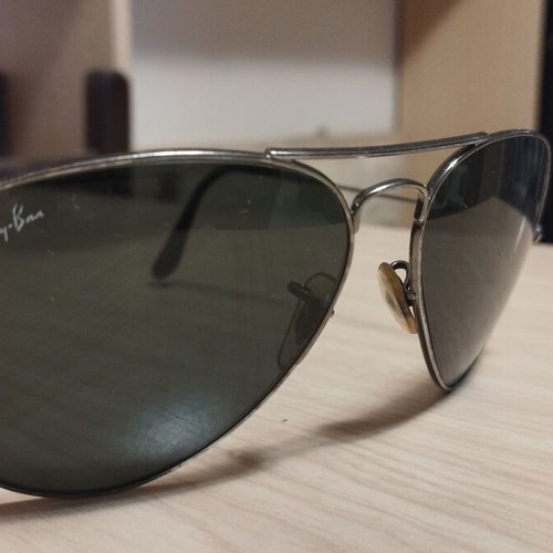 Ray Ban Aviator polarized sunglasses used, green and silver