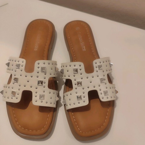 Women's sandals new, size 38, white and brown