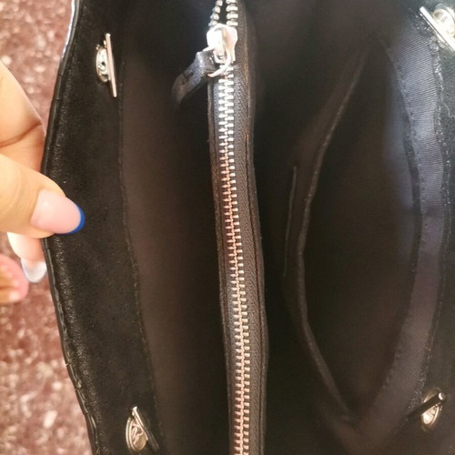 Zara women's bag used, black sweat with silver chain shoulder