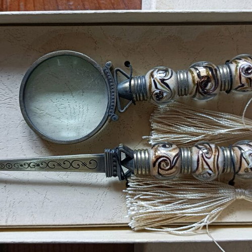 Vintage Murano office set new, handmade hand-painted