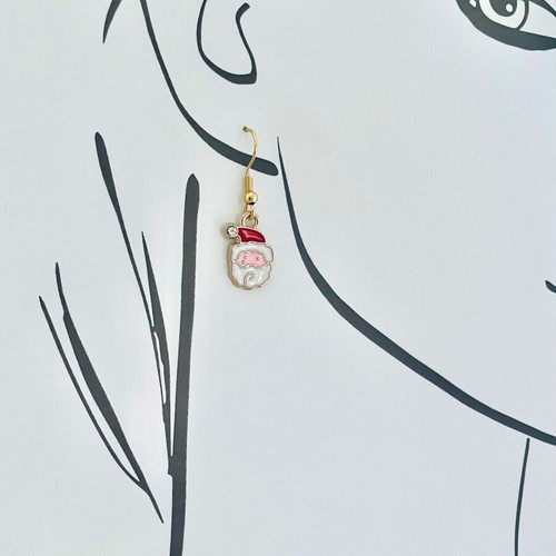 Santa Claus dangle earrings new, red and white