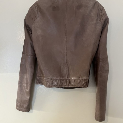Leather jacket Pull & Bear brown used, no collar with pockets