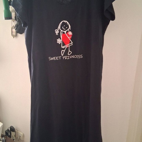Long cotton dress blue black one size like new