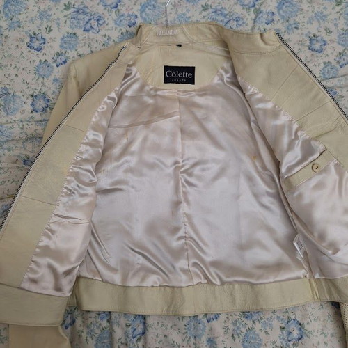 Colette women's leather jacket medium used, white