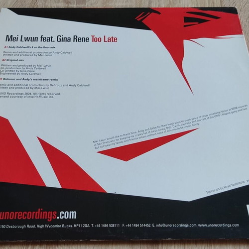 Mei Lwun Too Late 12" vinyl record
