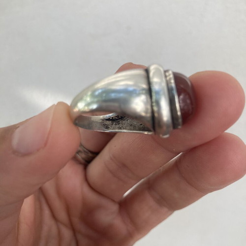 Vintage Atelier handmade 925 silver ring with natural carnelian
