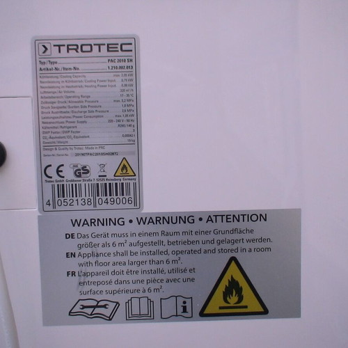 Trotec PAC 2010 SH portable air conditioner like new