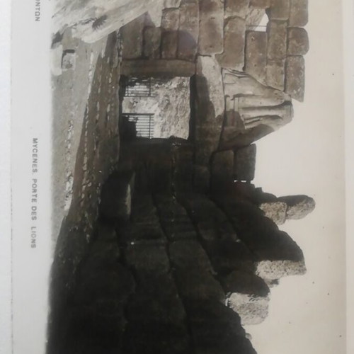 Mycenes postcard used, Lion Gate
