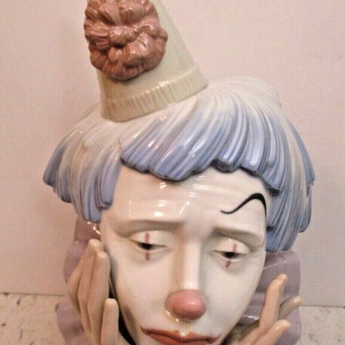 Lladro Sad Clown bust used, Spanish porcelain
