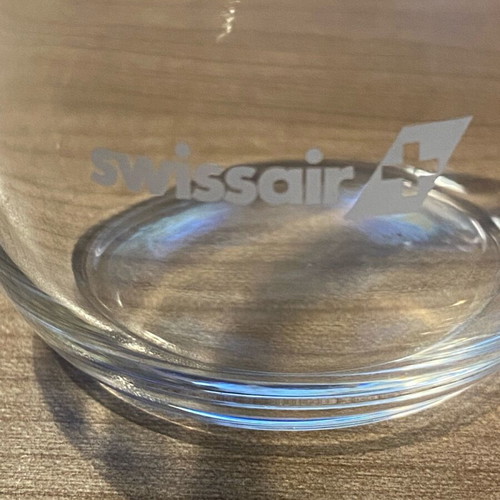 Collectible glass tealight holder Swissair like new