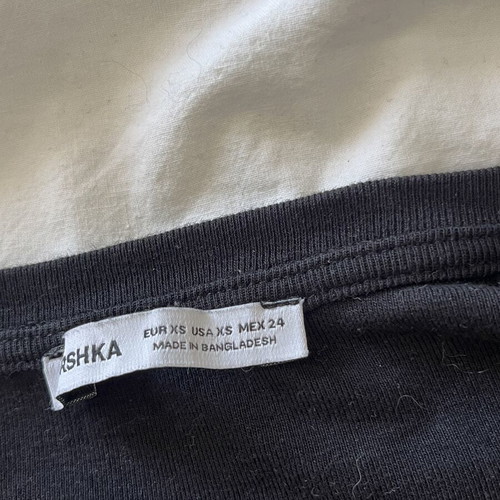 Bershka black fitted V-neck long sleeve top, XS