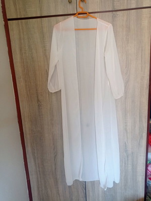 Long transparent Italian robe used, long-sleeved, white