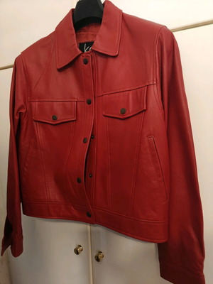 Дамско кожено яке ново червено wine red