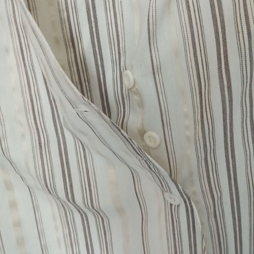 Laura Scott striped wrap shirt white beige new