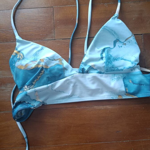 Shein women's swimsuit blue with back design and removable lining like new