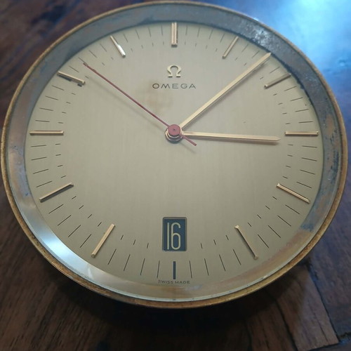Omega table clock used with wear, needs repair