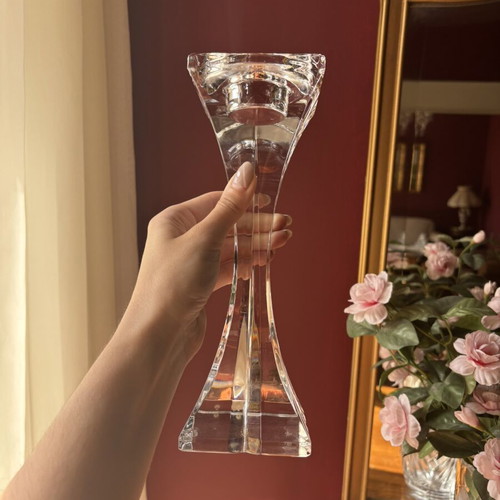 Rogaska Crystal Sculptural Candleholder like new, modernist decor