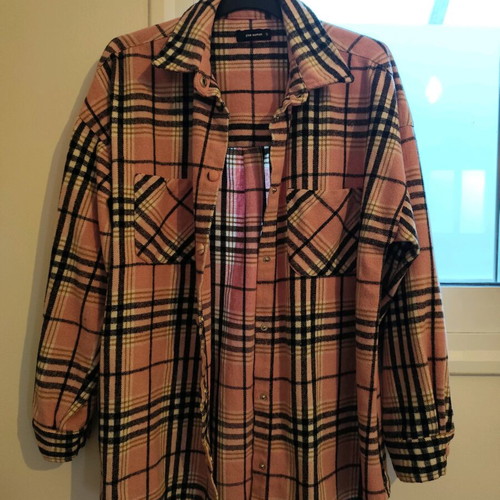 Checked oversized shirt jacket pink size S like new