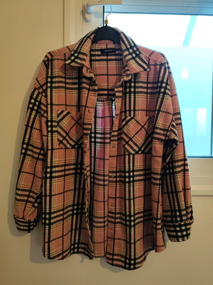 Καρό oversided πουκάμισο jacket ροζ μέγεθος S σαν καινούργιο
