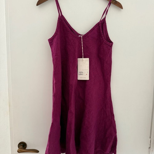 Linen dress, purple, size S, new with tags