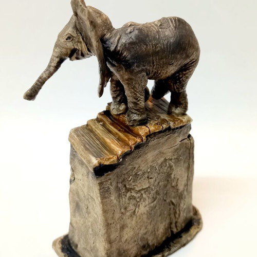 Handmade Ceramic Elephant Sculpture stoneware
