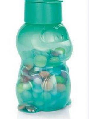 Dinosaur Bottle Tupperware 350 ml new, with spout, yellow green red