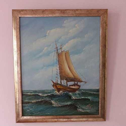 Seascape painting used 56x47 cm in frame