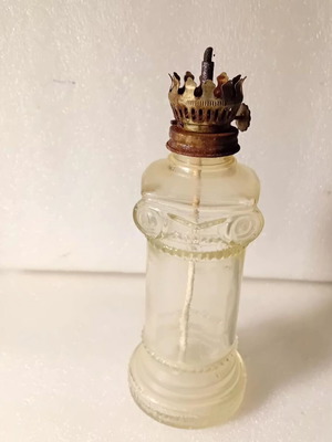 Very old glass oil lamp, 20cm height, 7cm width