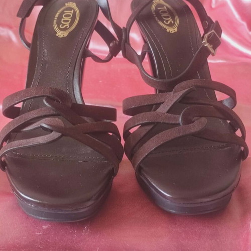 Tod's women's sandals new, brown suede and leather, size 38