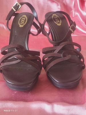 Tod's women's sandals new, brown suede and leather, size 38