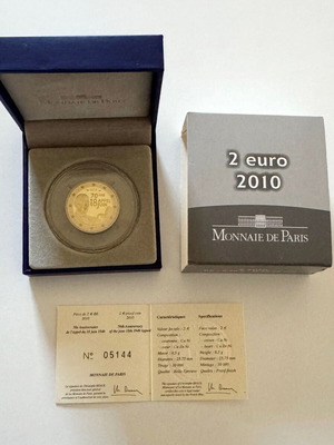 France 2 Euro 2010 Proof Coin 70th Anniversary of June 18 Appeal