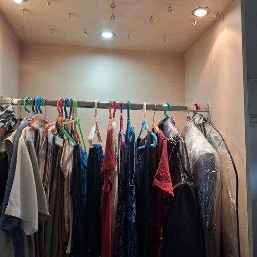 Wardrobe cabinet used with wheels and built-in spotlights